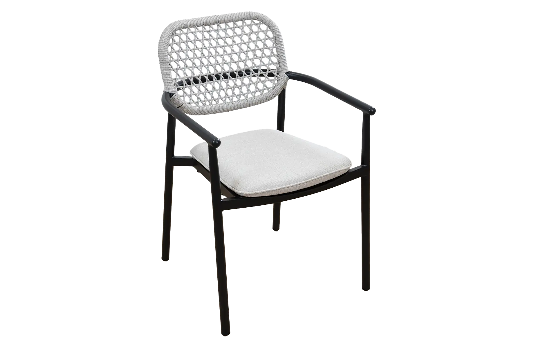 Dining tuinstoel Lecce | Beige/Black | Aluminium & Rope