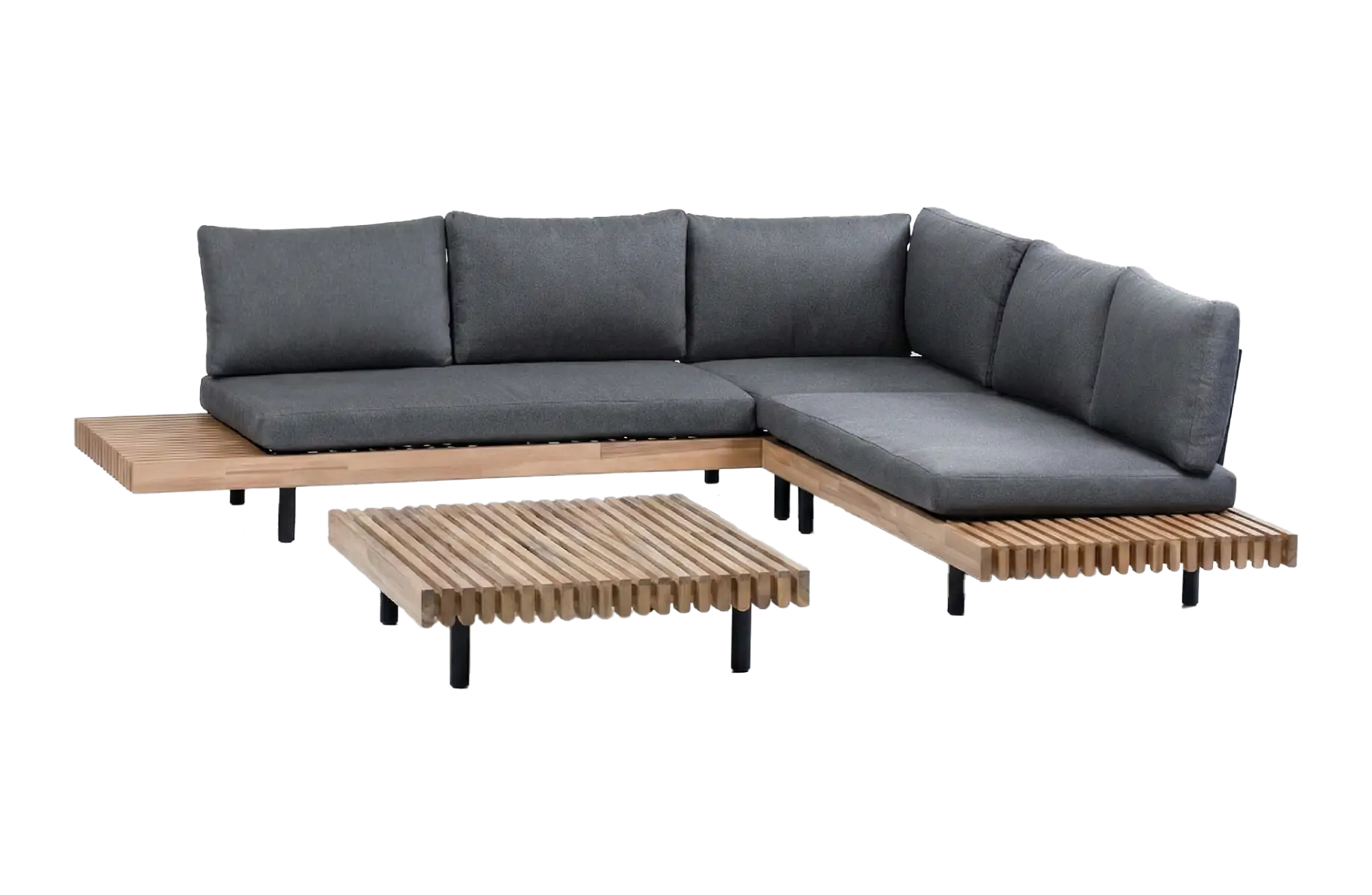 Hoek Loungeset Lissabon 3-delig | Acacia Teaklook & Antraciet | Inclusief loungetafel
