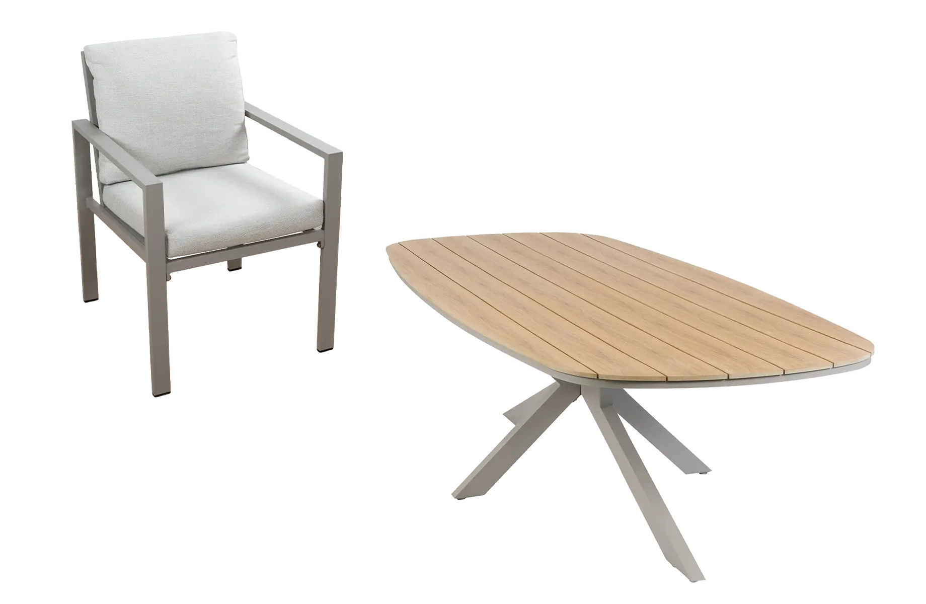 9-delige tuinset | 8 Lumo tuinstoelen (Beige/Camel) | Tuintafel Cadiz 280x115cm (Camel)