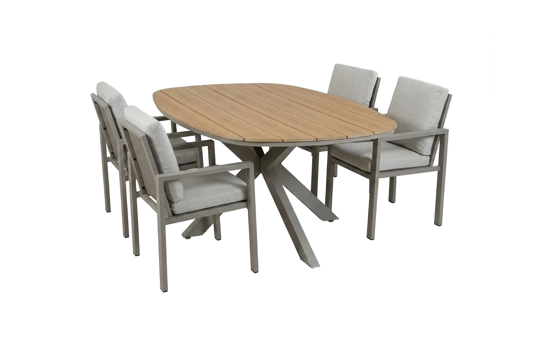 5-delige tuinset | 4 Lumo tuinstoelen | Tuintafel Cadiz 180x115cm 