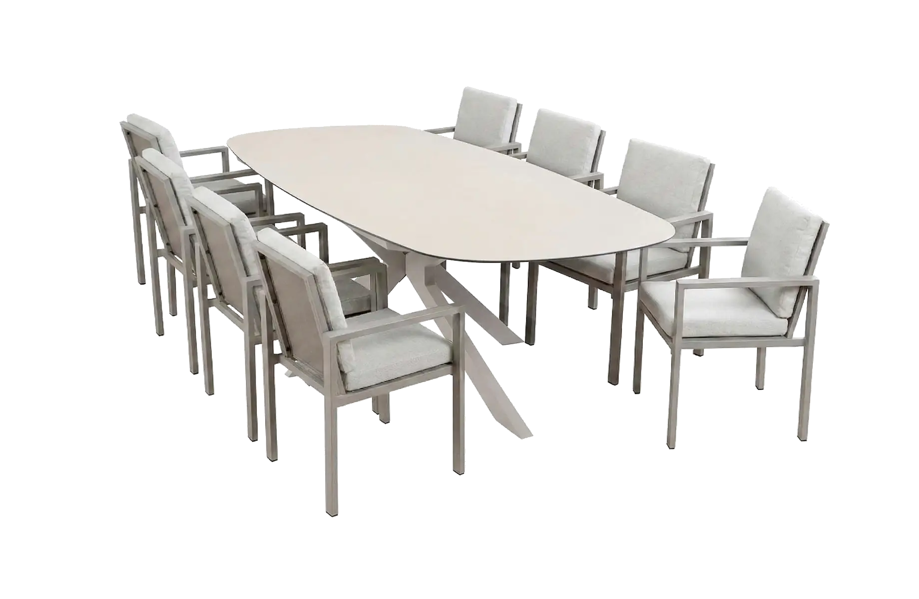 9-delige tuinset | 8 Lumo tuinstoelen | Tuintafel Malaga 280x115cm