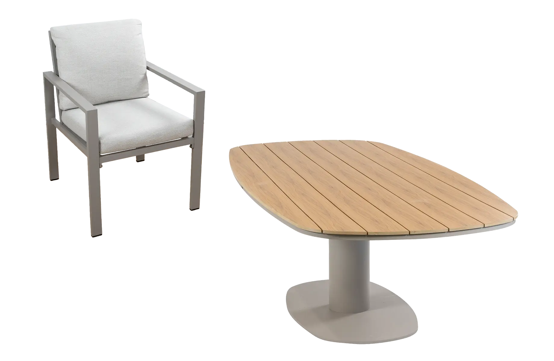 9-delige tuinset | 8 Lumo tuinstoelen (Beige/Camel) | Tuintafel Tower 260cm (Camel)