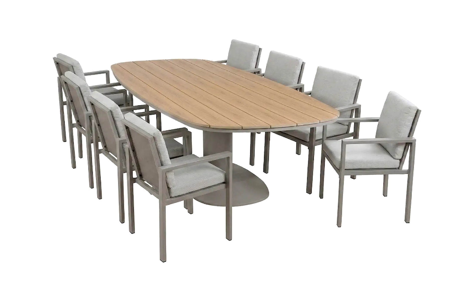 9-delige tuinset | 8 Lumo tuinstoelen (Beige/Camel) | Tuintafel Tower 260cm (Camel)
