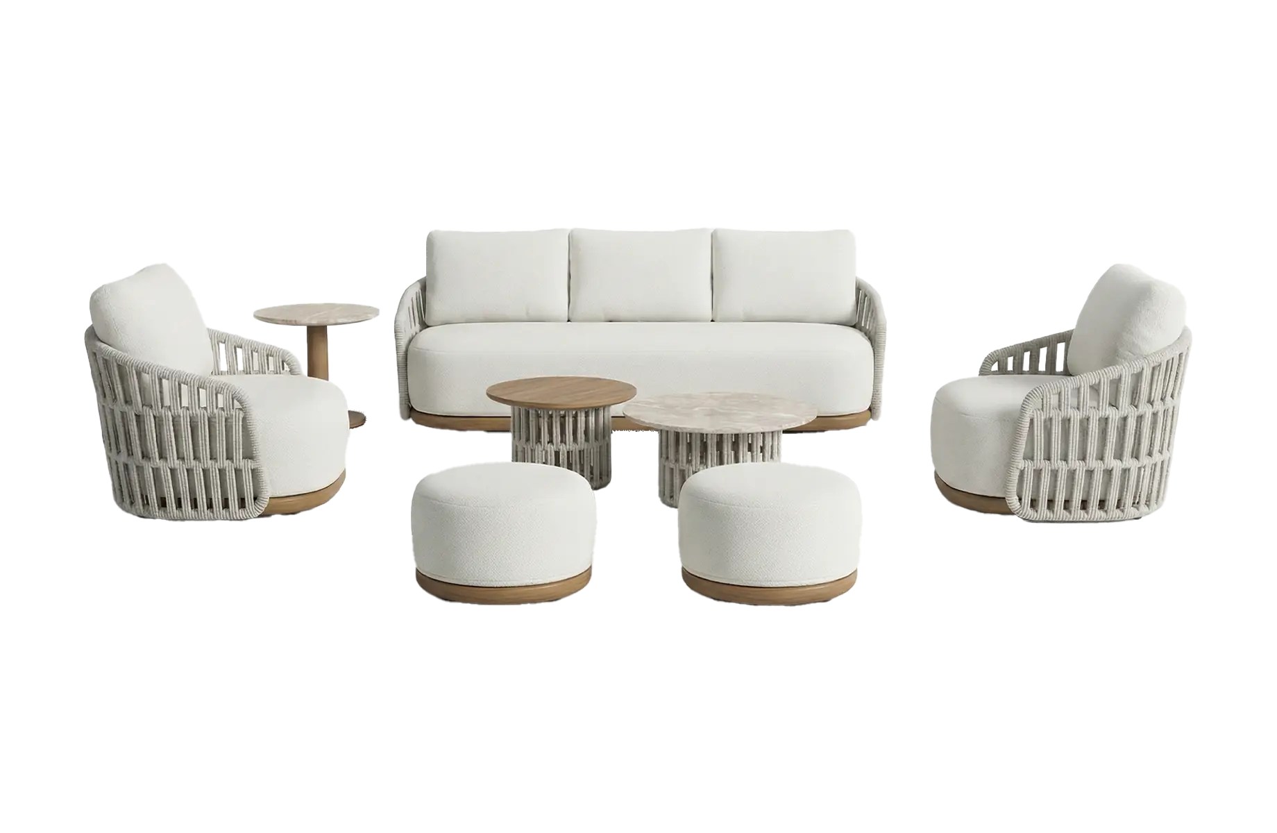 Stoel-Bank loungeset Marbella | 8-delig |  Wood look & Stone 