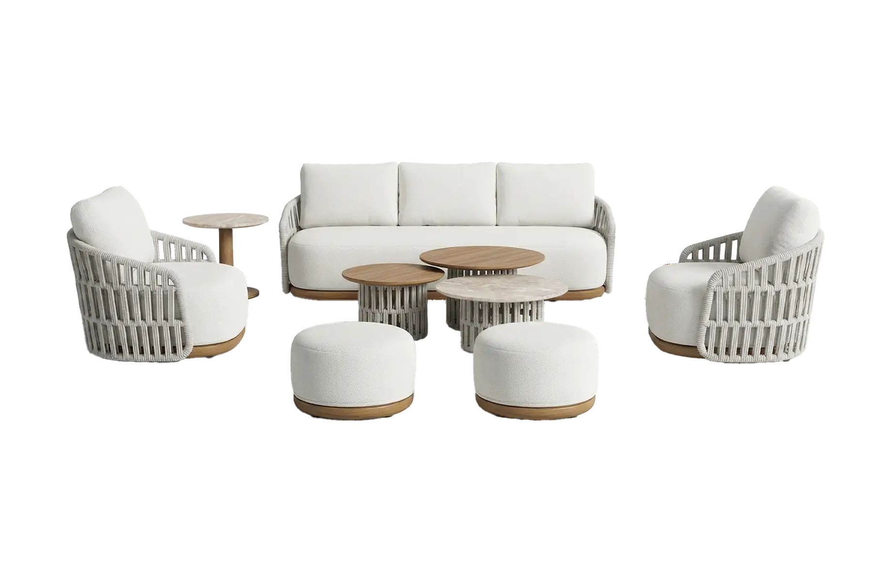 Stoel-Bank loungeset Marbella | 8-delig |  Wood look & Stone 