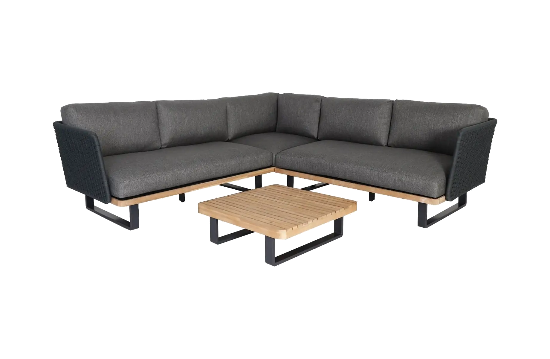 Hoek Loungeset Massarossa | Black & Acacia Teaklook