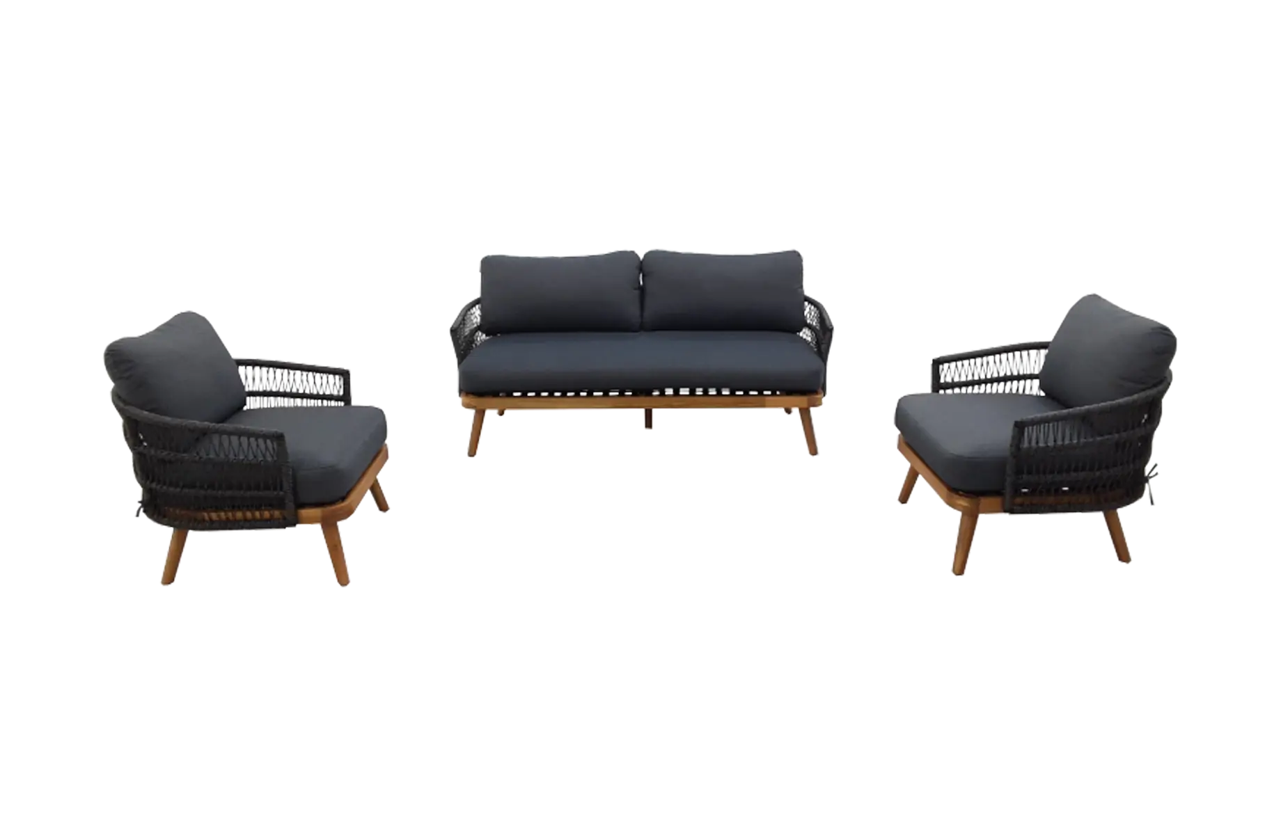 Stoel-Bank Loungeset Maui | 2-persoonsbank | Black & Teaklook 