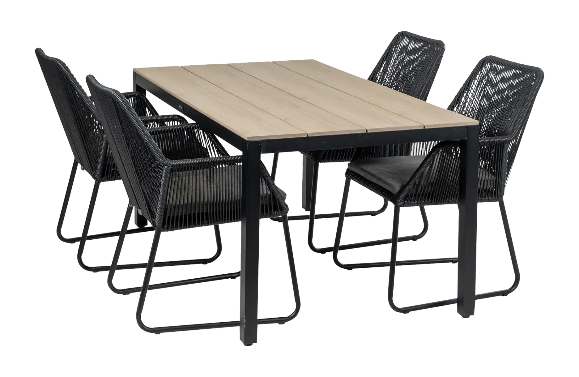 Mona tuinset-5 delige tuinset-Mona tuinstoel Black-Rotan vlechtwerk-Cyprus tuintafel-aluminium frame