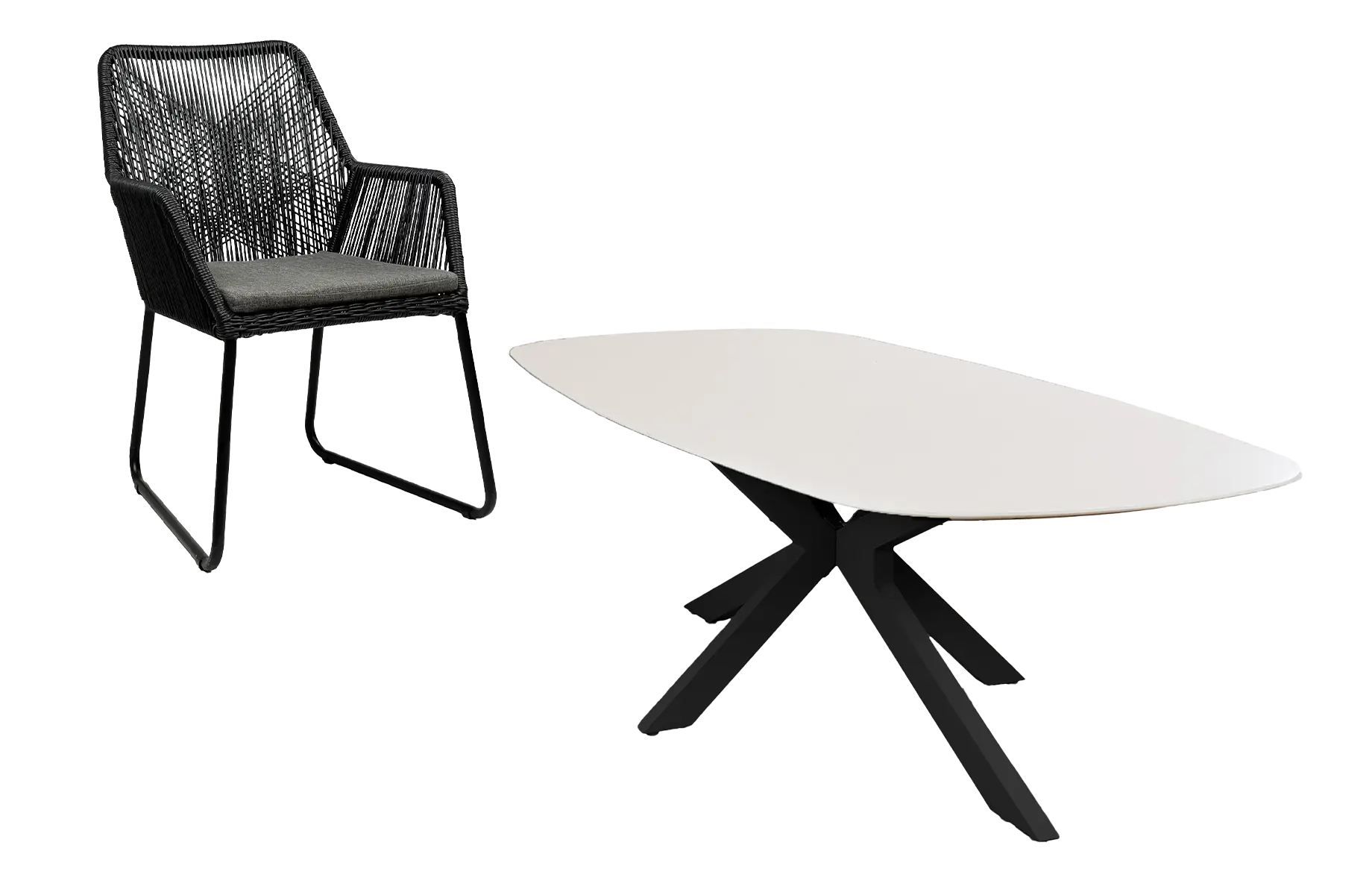 7-delige tuinset | 6 Mona tuinstoelen | Tuintafel Barletta 240x115cm | Black & Black Sandstone