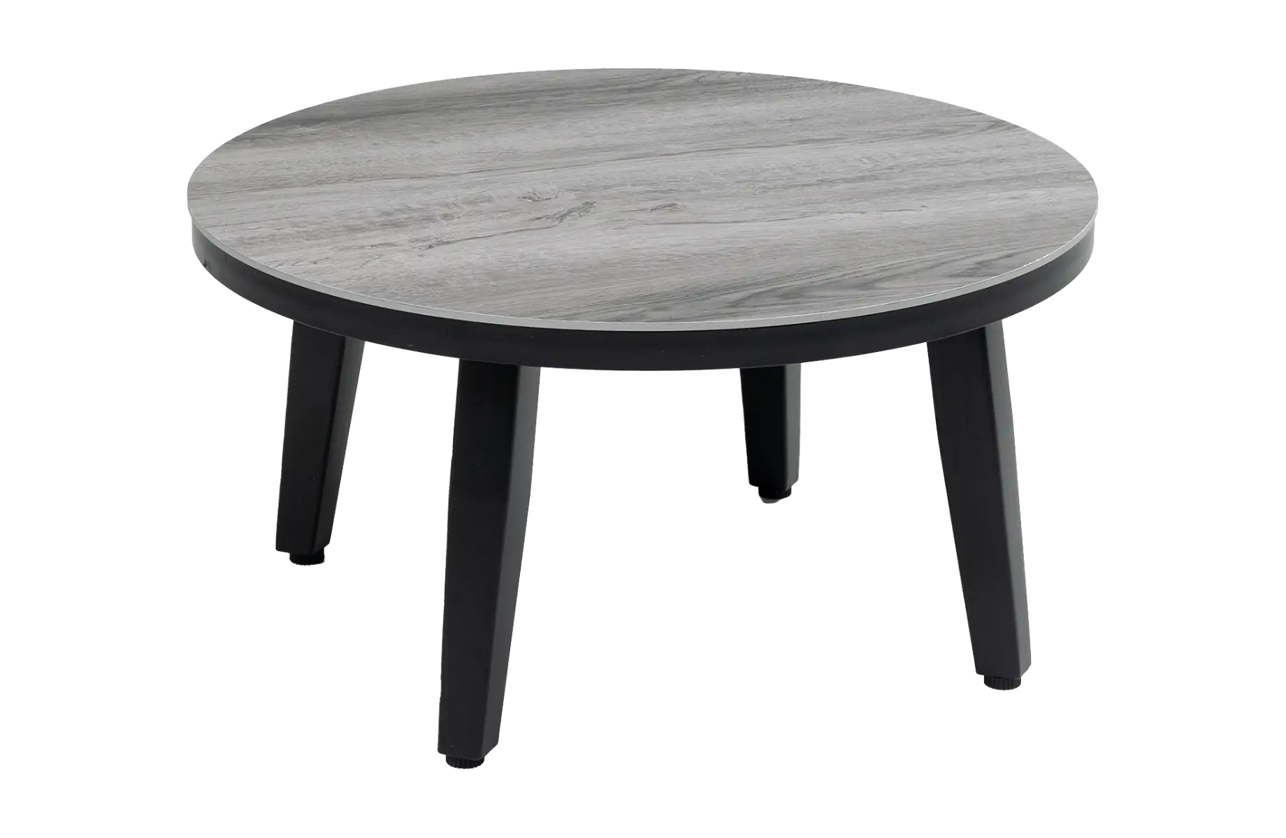 Mykonos stijlvolle ronde bijzettafel grijs zwart 58cm - ronde grijze bijzettafels kunststof - 4 Seizoenen Tuinmeubelen