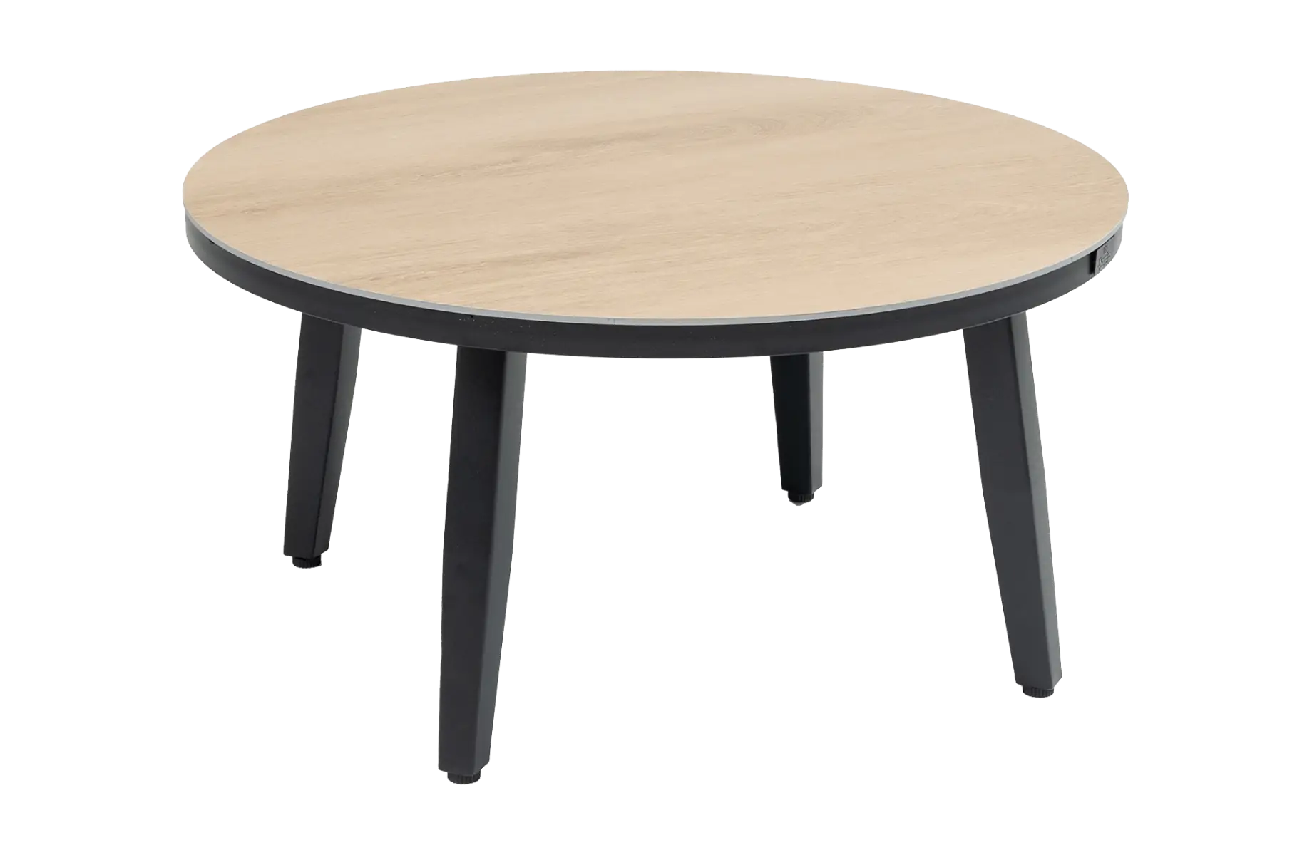 Moderne ronde bijzettafel hout zwart 73cm - mykonos bijzettafels rond - ronde houtlook bijzettafels kunststof - 4 Seizoenen Tuinmeubelen