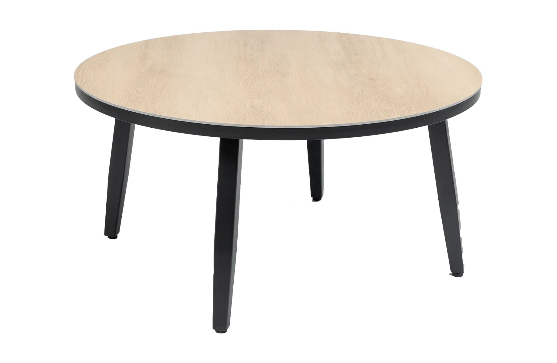 Mykonos ronde bijzettafel hout zwart 90cm - ronde houtlook bijzettafels kunststof - 4 Seizoenen Tuinmeubelen