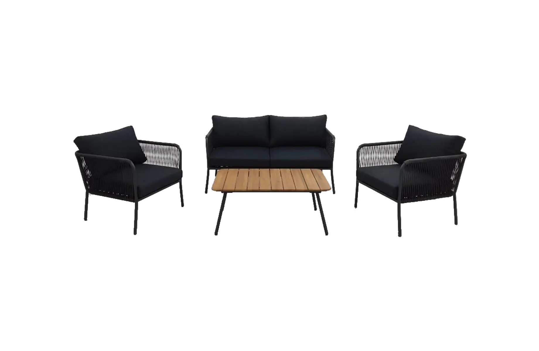 Loungeset Nador | 2-persoonsbank | Black | Aluminium & Rope