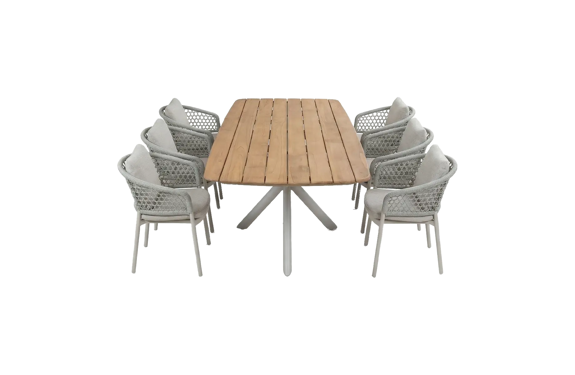 7-delige tuinset | 6 Nardo tuinstoelen | Tuintafel Leverano 240x110cm