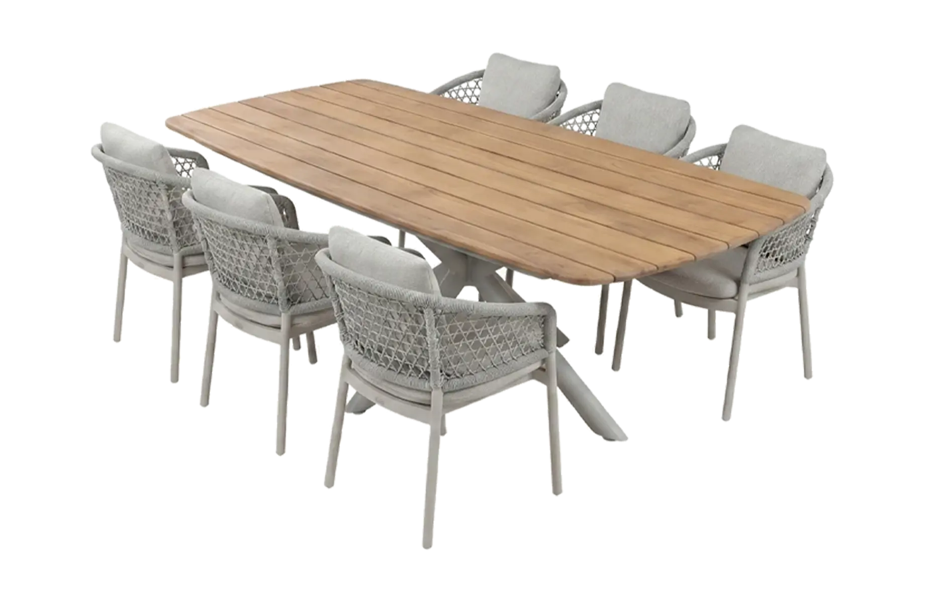 7-delige tuinset | 6 Nardo tuinstoelen | Tuintafel Leverano 240x110cm