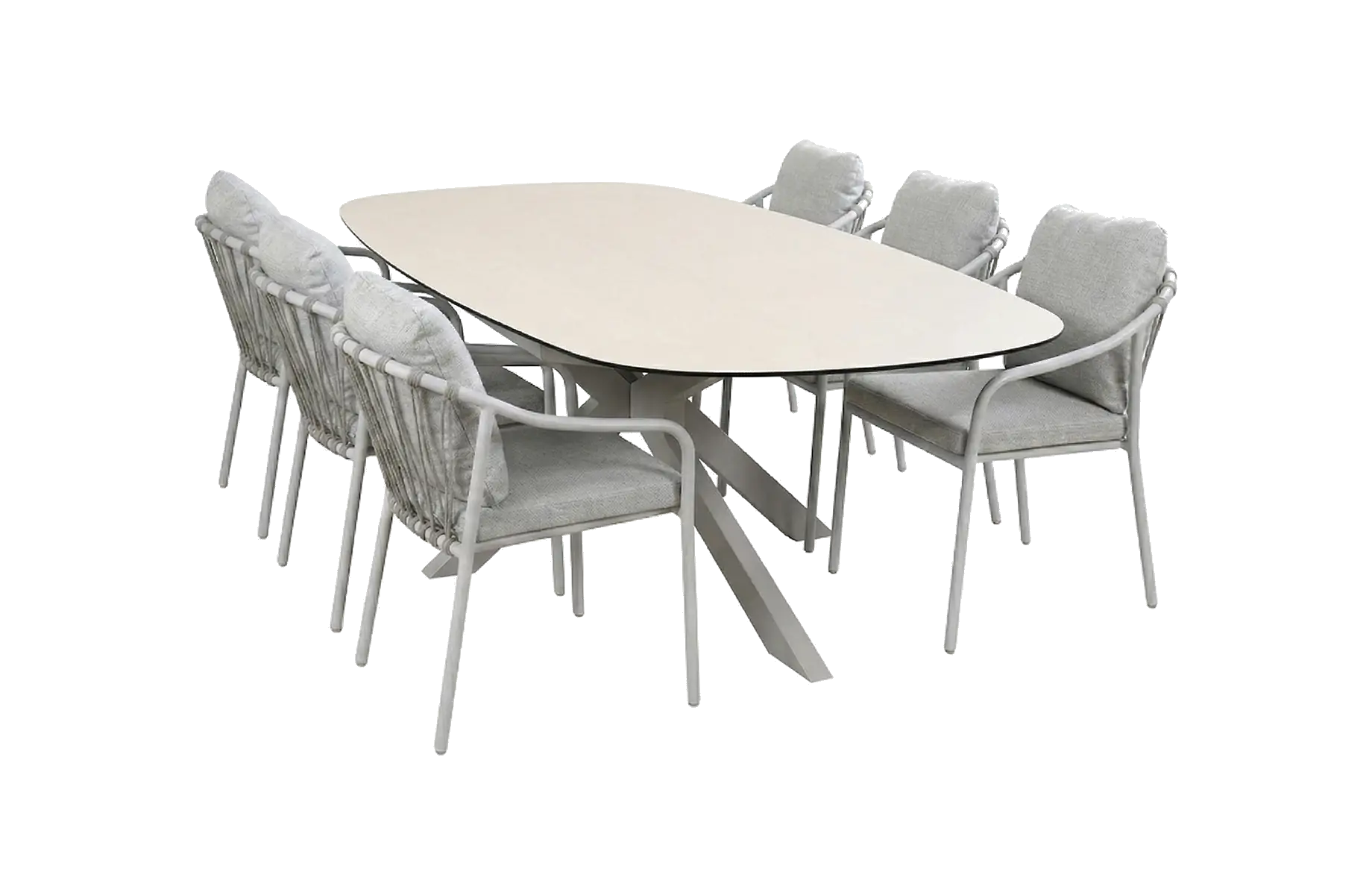 7-delige tuinset | 6 Parijs tuinstoelen | Tuintafel Malaga 240x115cm