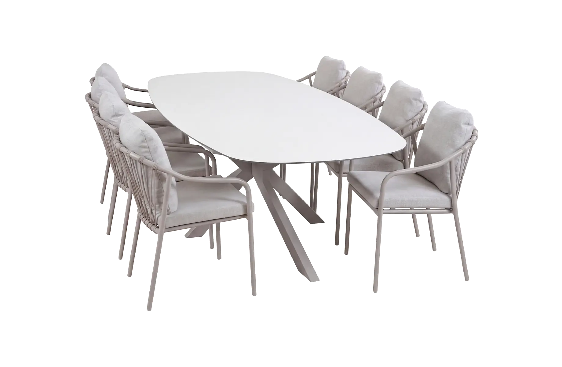 9-delige tuinset | 8 Parijs tuinstoelen | Tuintafel Malaga 280x115cm