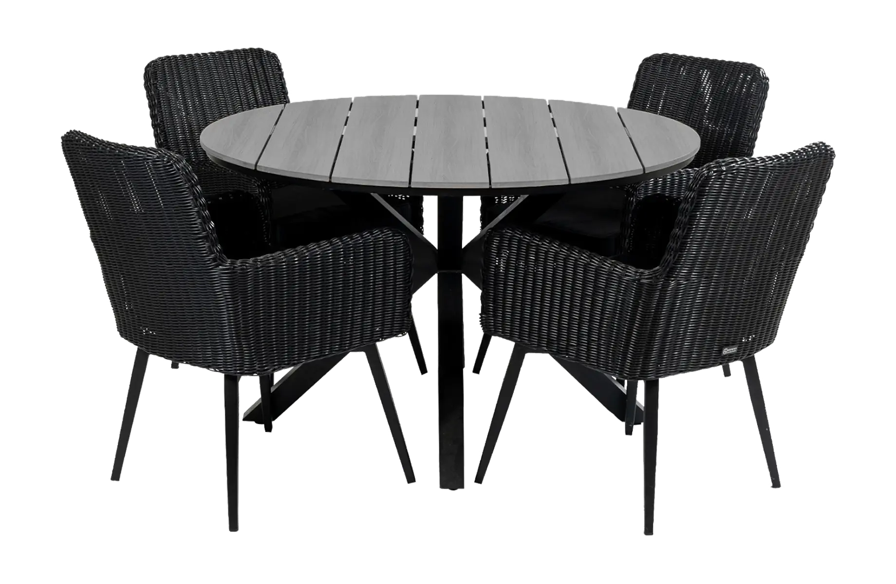 Pisa tuinset-5 delige tuinset-Pisa tuinstoel-black-polywood tuintafel-wicker vlechtwerk-aluminium frame