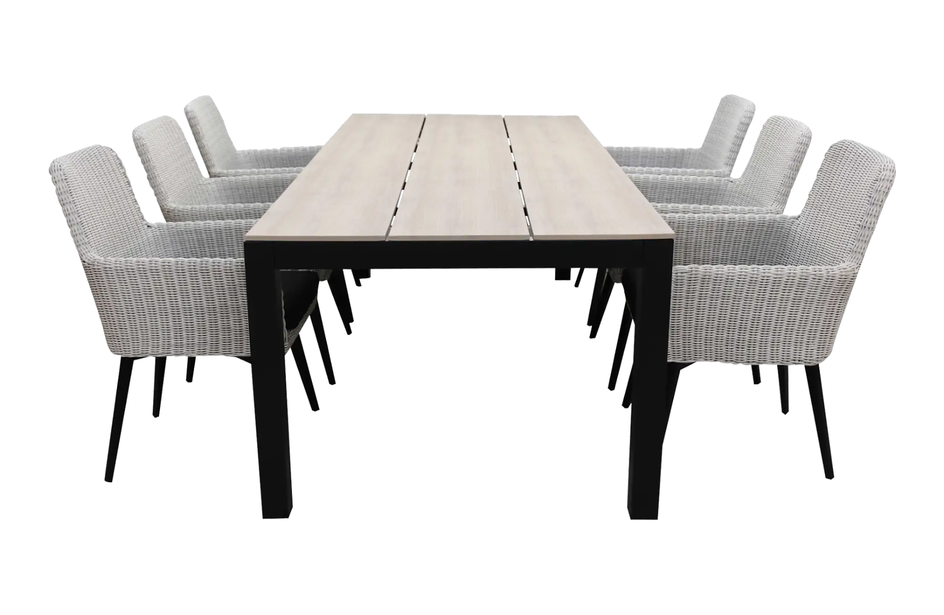 Pisa 7 delige tuinset-Pisa tuinstoel White-wicker vlechtwerk-cyprus tuintafel-polywood 