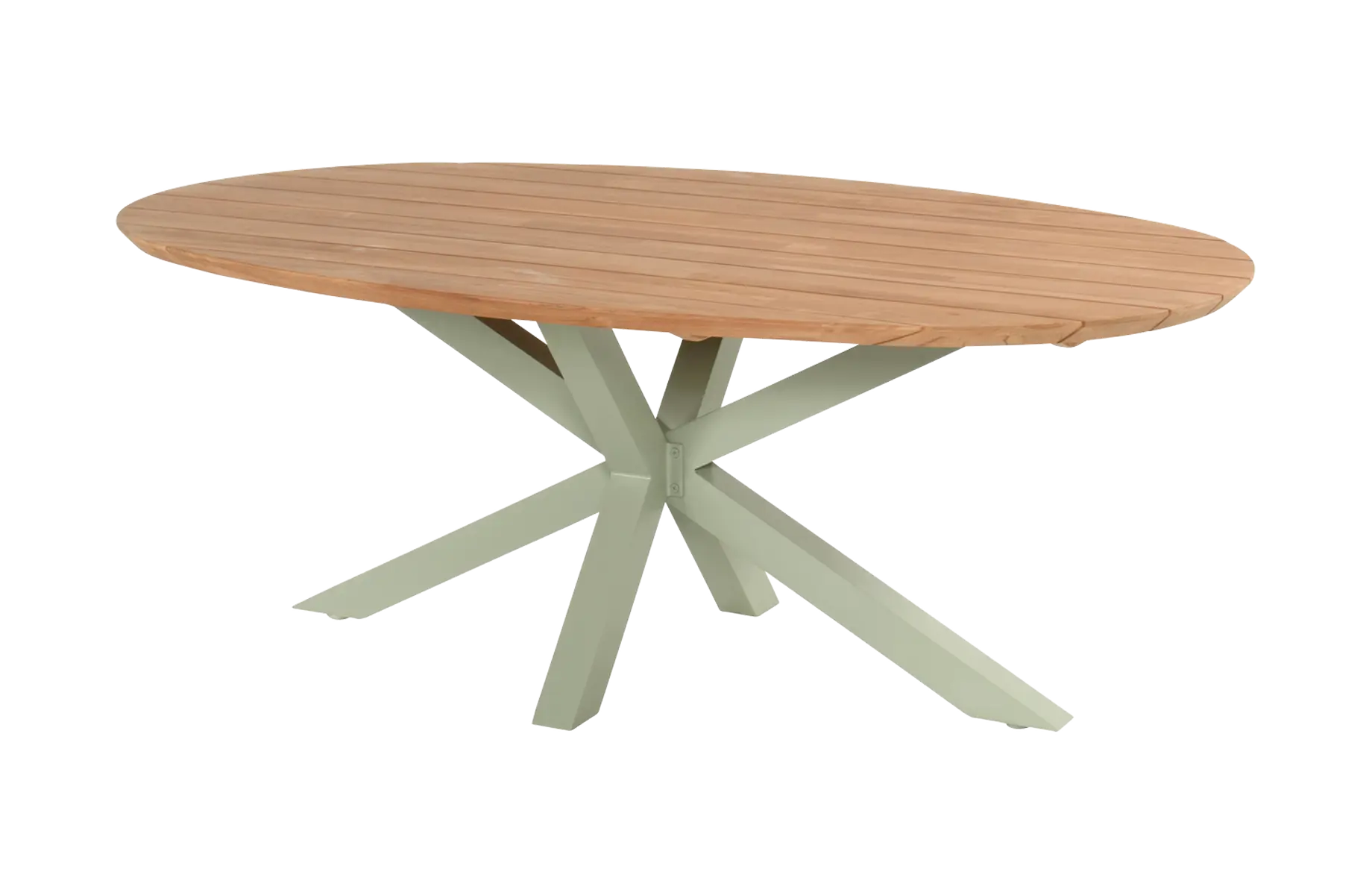 Ovale tuintafel San Sebastian 200x120cm | Soft Green & Teak | Hartman