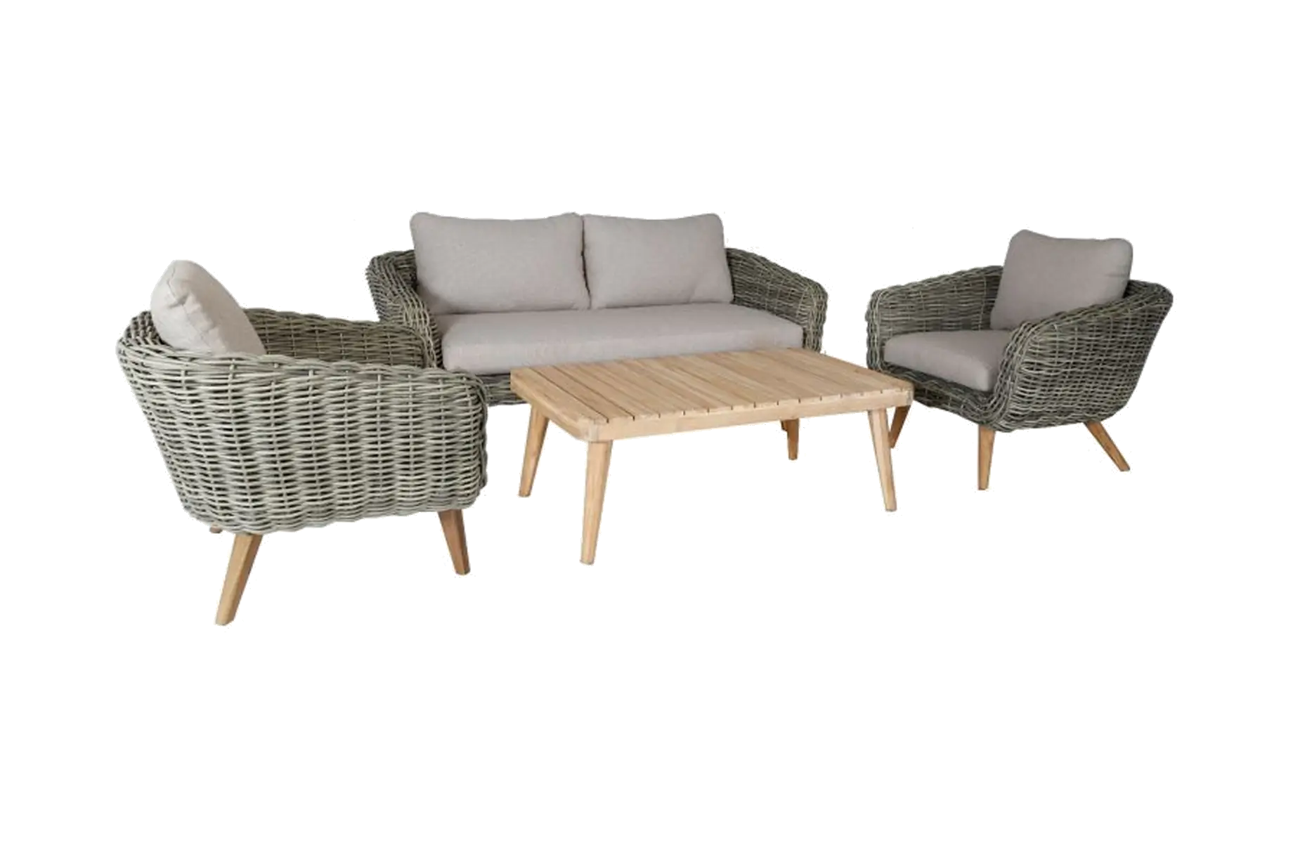 Loungeset Serrano | 4-Delig | Light Taupe & Light Teaklook