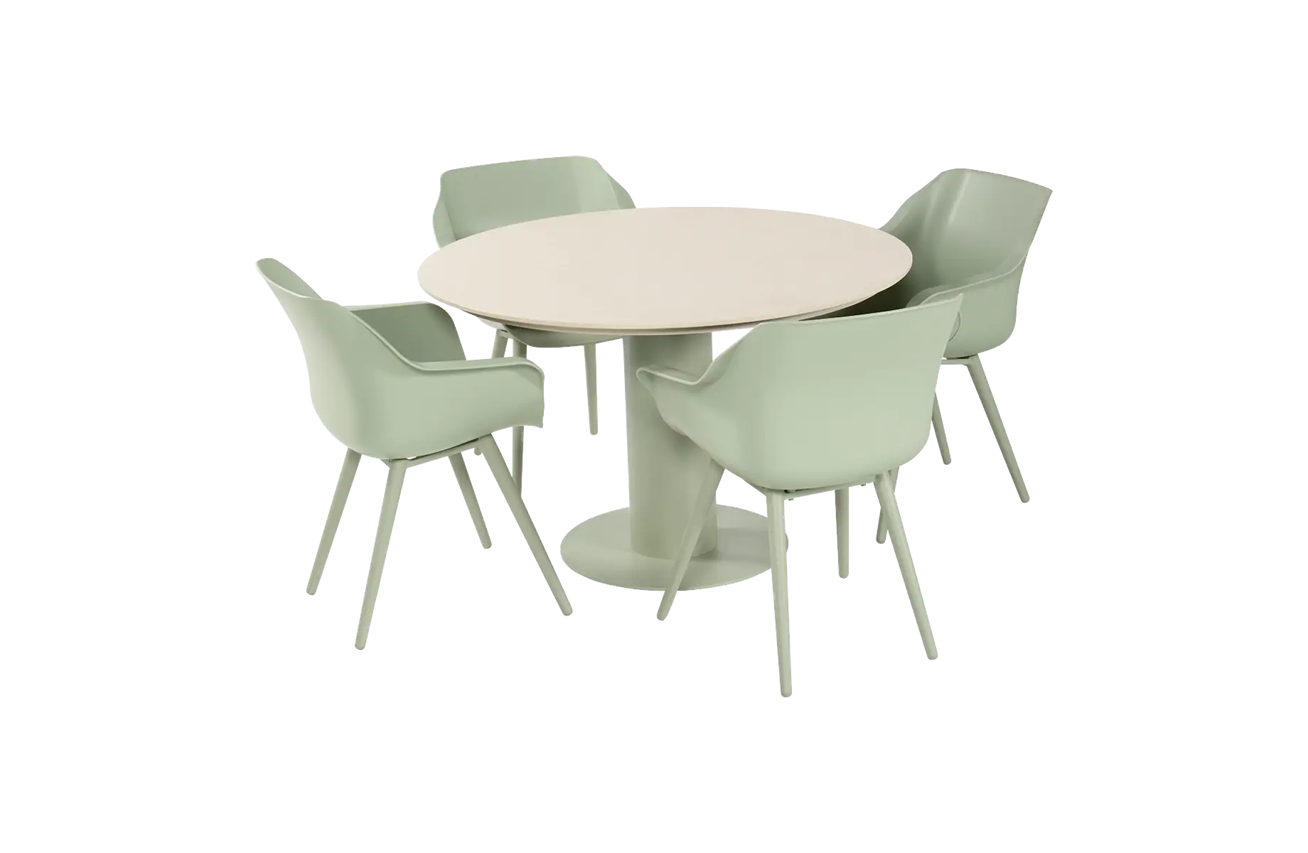 5-delige ronde tuinset | 4 Sophie tuinstoelen (Soft Green) | Tuintafel Girona ø120cm (Soft Green)