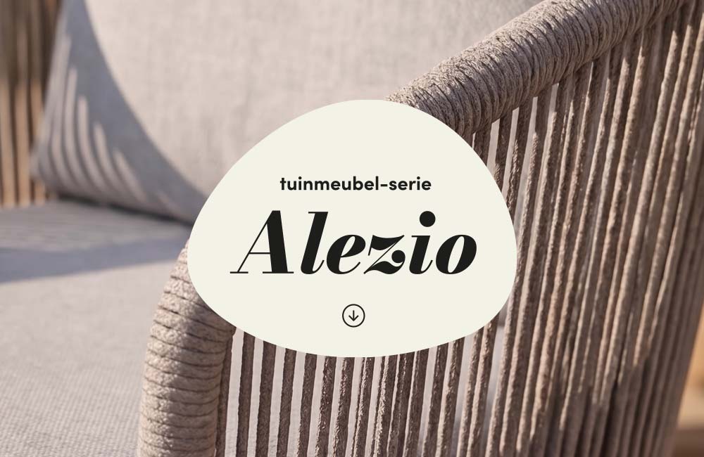 Alezio tuinmeubelen: complete tuinmeubelserie in aluminium en rope